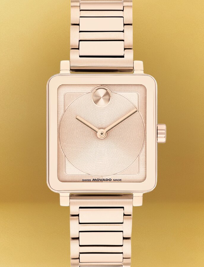 Rose gold tone BOLD Evolution 2.0 watch with square dial.