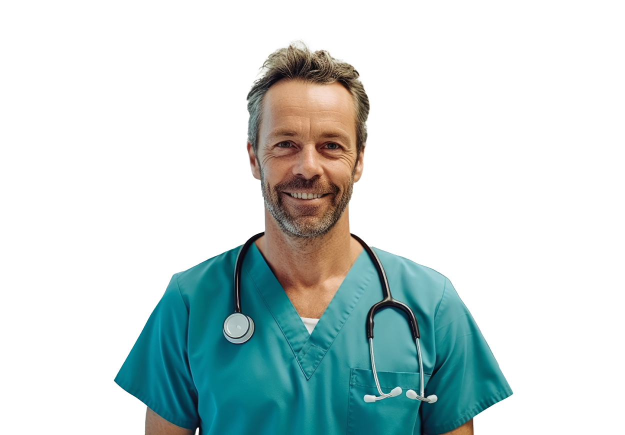 Male healthcare worker smiling at camera