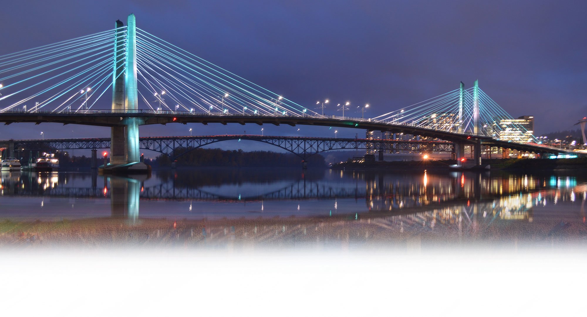 Color photo of the Tilikum Crossing bridge over the Willamette River in Portland, Oregon | Cross Country Healthcare