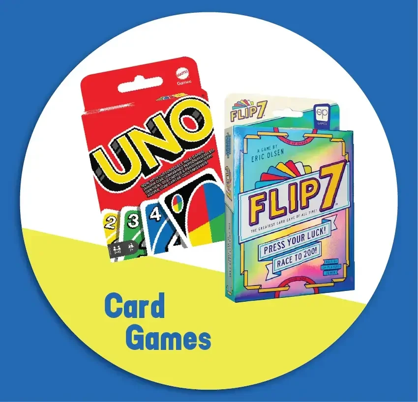 Card Games category tile featuring UNO Flip at Go! Toys and Games