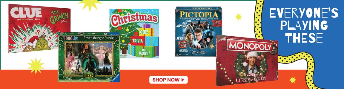 Everyone's playing these - Featured games and puzzles including CLUE, Christmas card games, Christmas puzzles, Pictopia trivia game, and Monopoly Christmas Carol edition. Shop now.