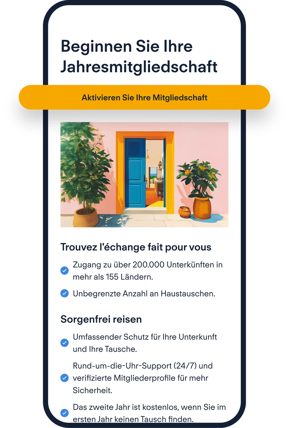 HomeExchange-Mitgliedschaftszahlung