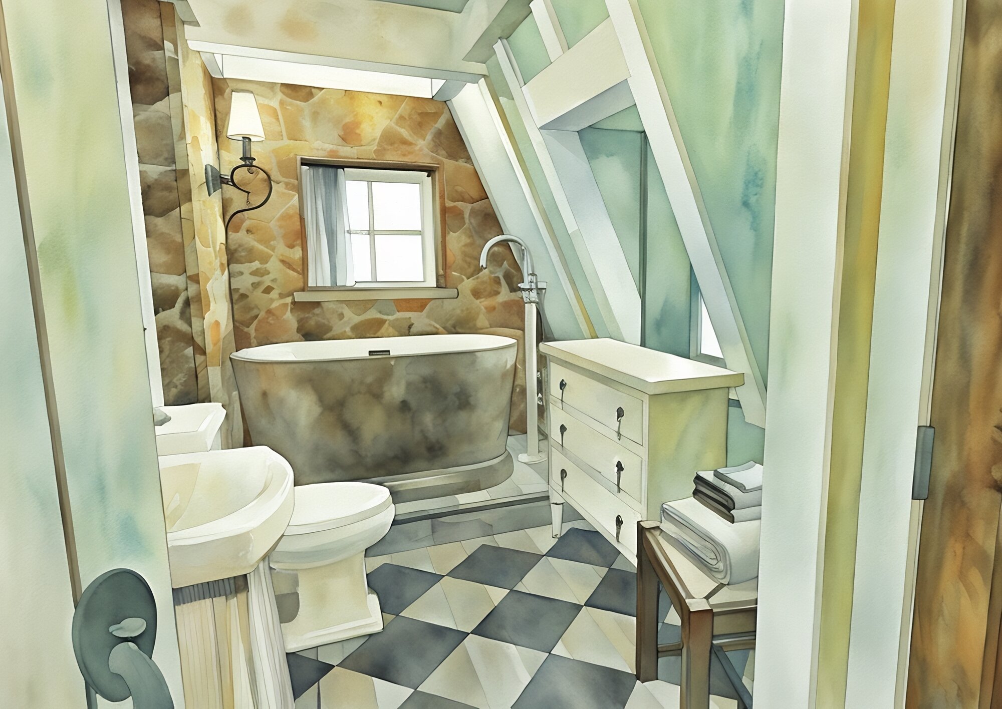 Rendering of the cottage's bathroom