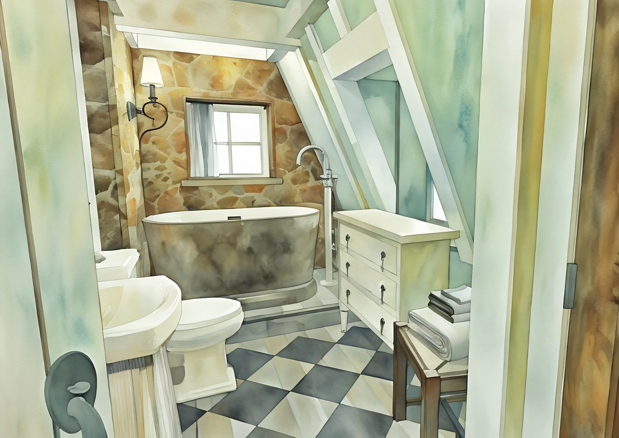 Rendering of the cottage's bathroom