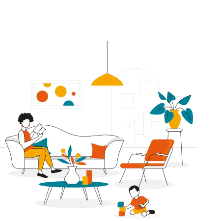 HomeExchange-Illustration – ein Wohnzimmer