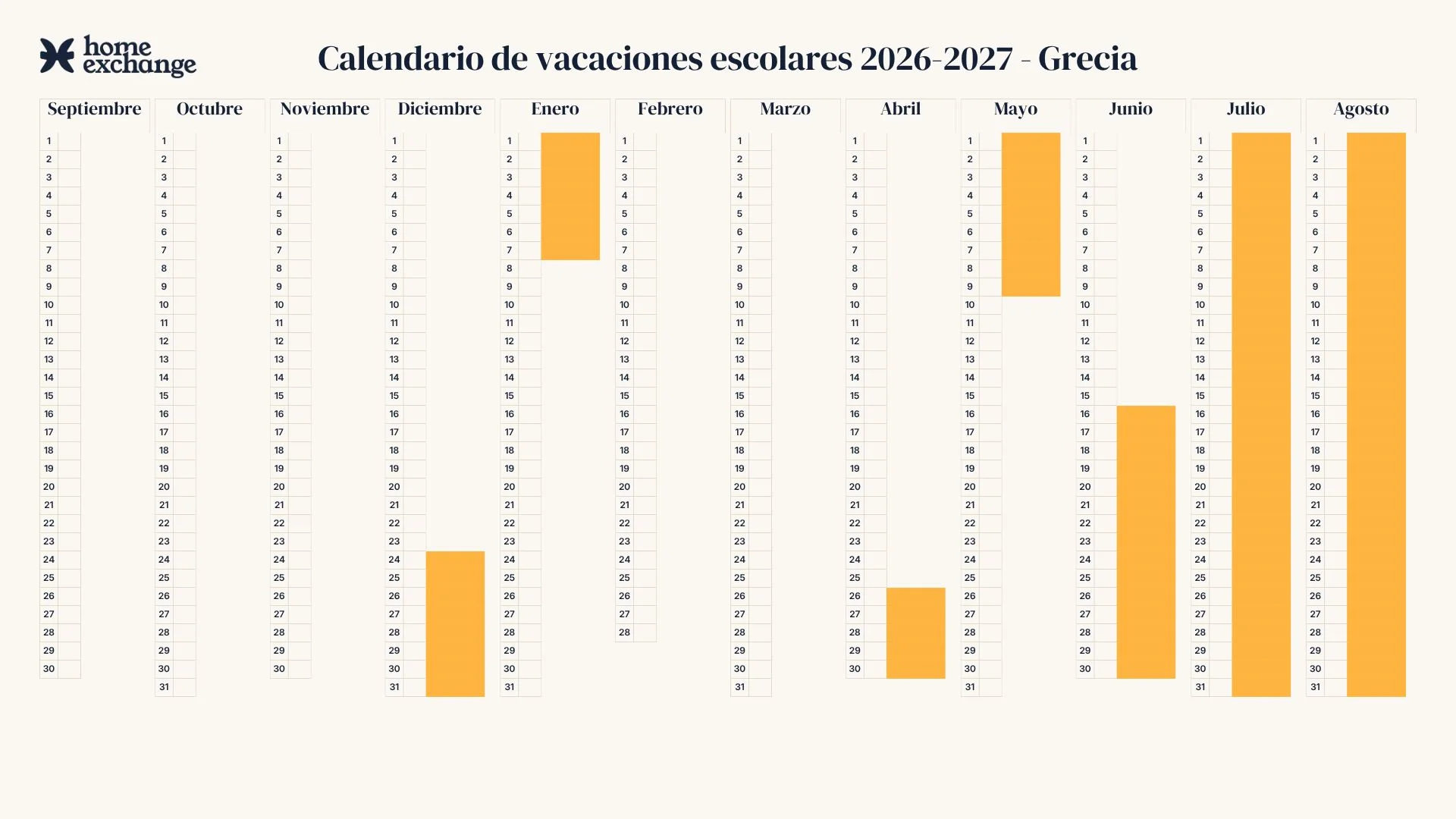 Calendario escolar en Suecia (Estocolmo) 2025-2026