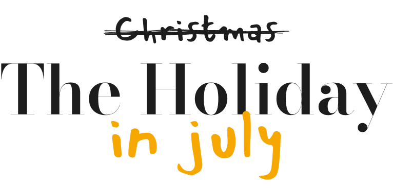 Christmas in July becomes The Holiday in July in a simple text-focused logo