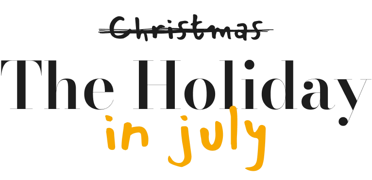 Christmas in July becomes The Holiday in July in a simple text-focused logo