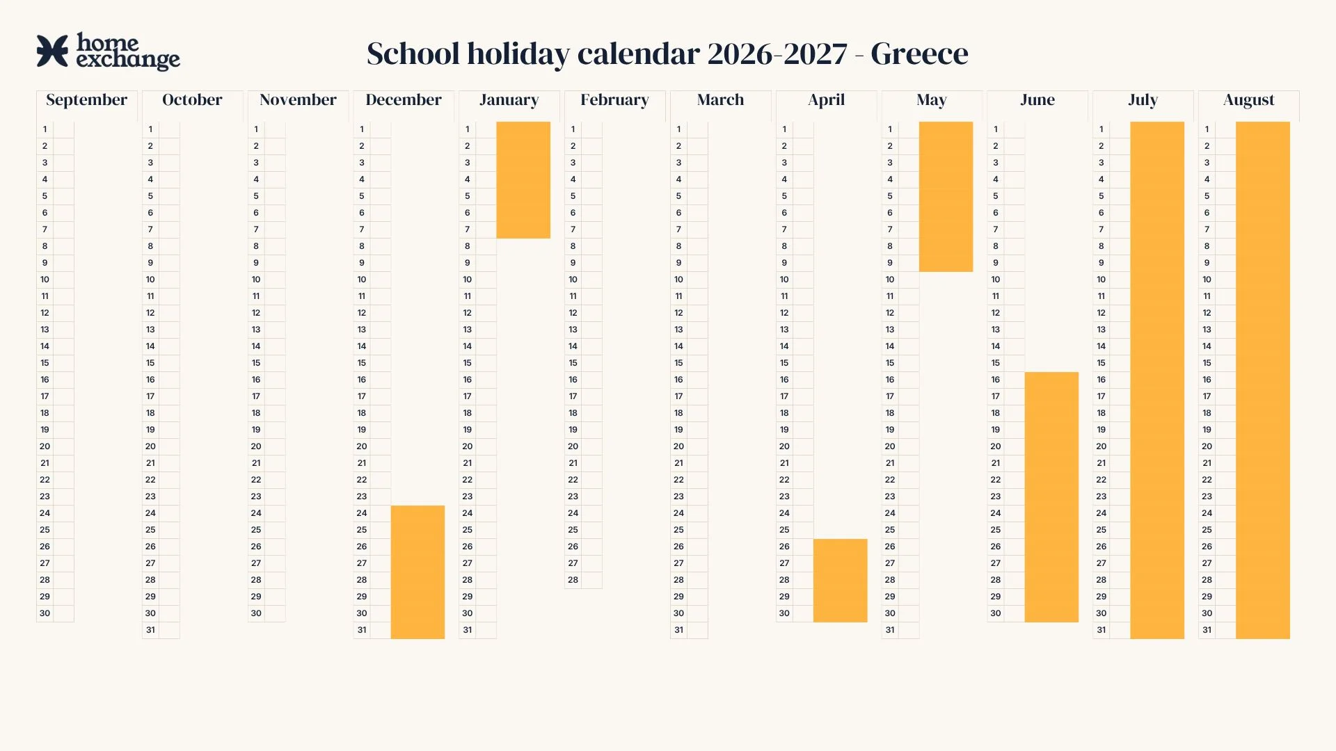 Sweden's 2025-2026 school calendar (Stockholm)
