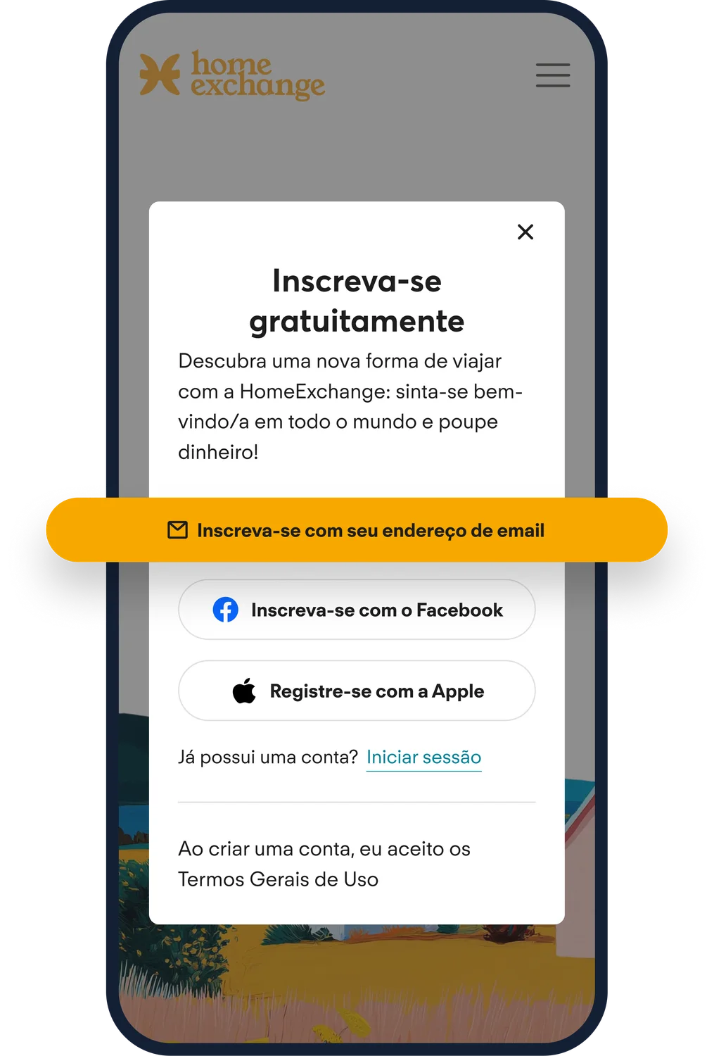 Criar uma Conta HomeExchange