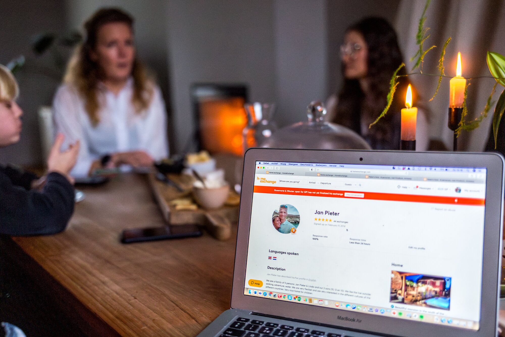 Aperçu d'un profil sur le site de HomeExchange