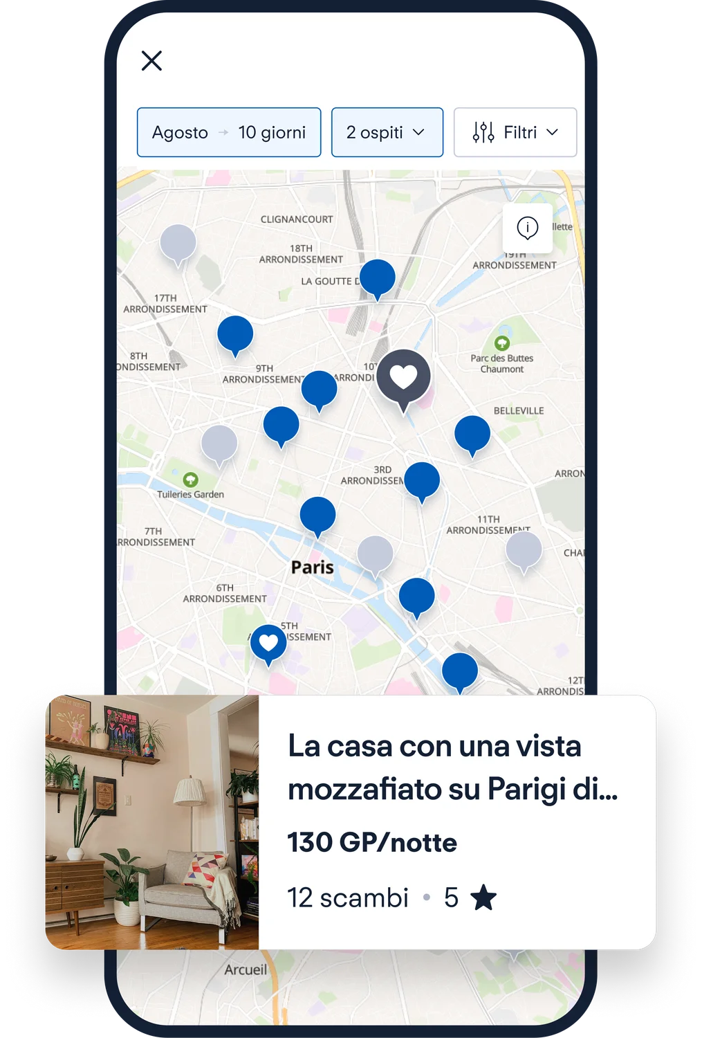 Mappa interattiva di HomeExchange