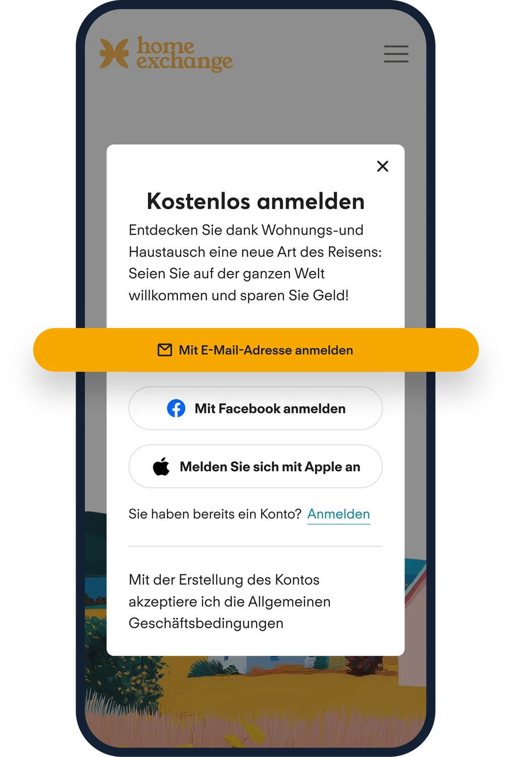 HomeExchange-Konto erstellen