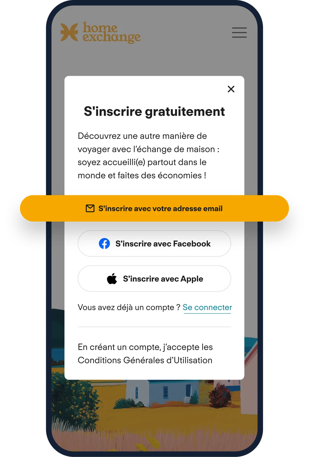 Création compte HomeExchange
