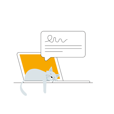 Cat on computer illustration