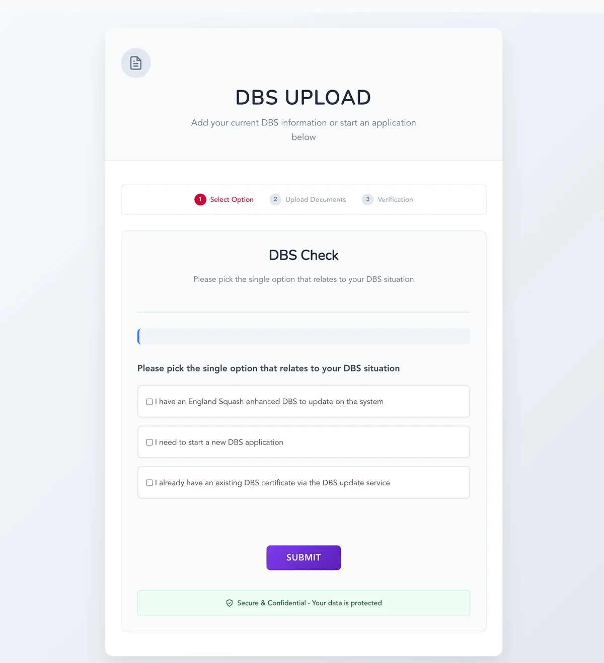 DBS Upload Interface