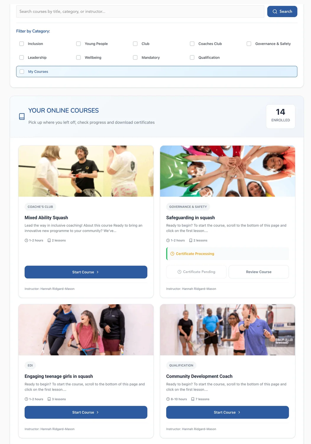 Course Management Interface