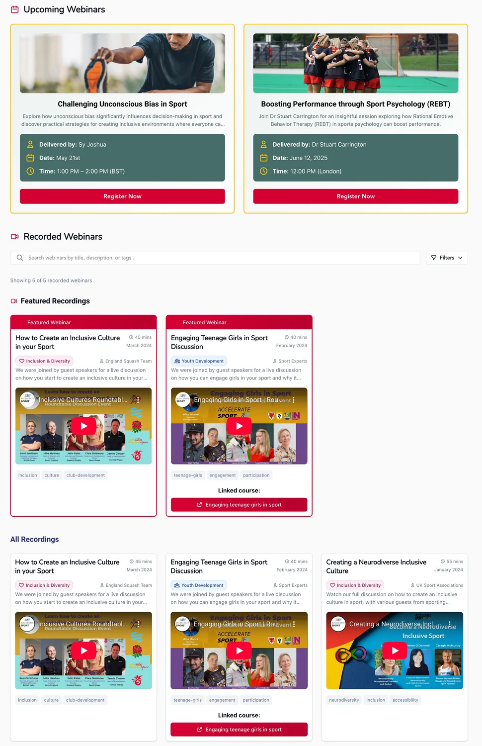 Webinars and Live Sessions
