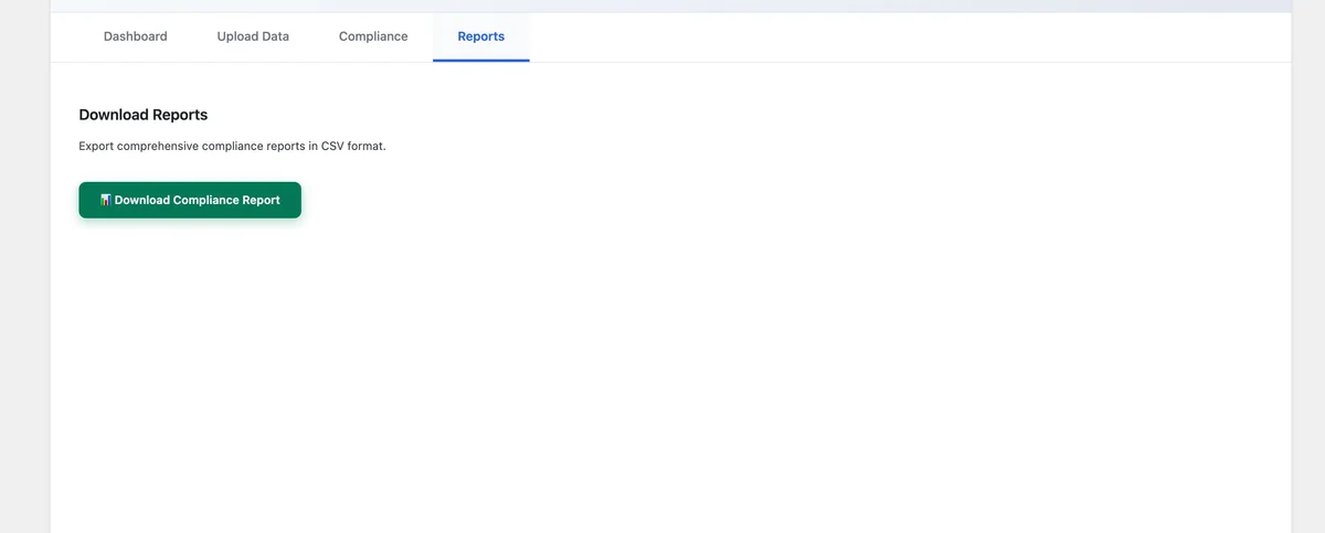 Compliance Reports screen