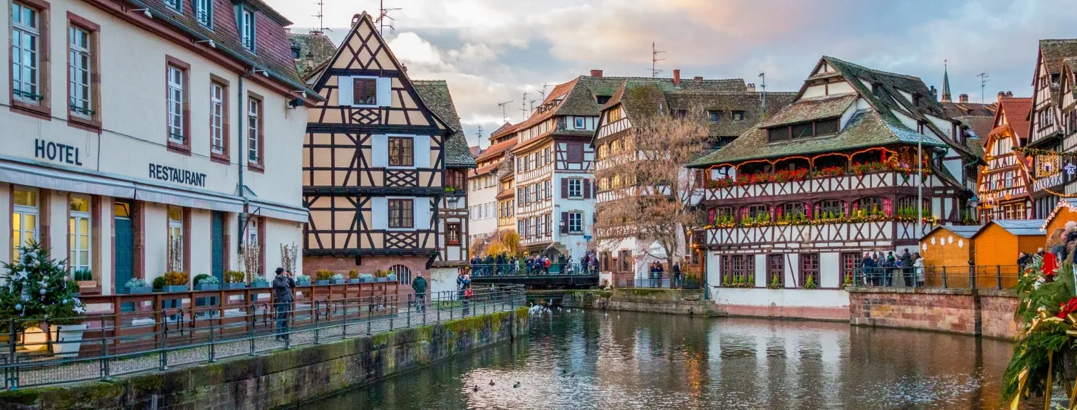 Strasbourg France waterways during winter