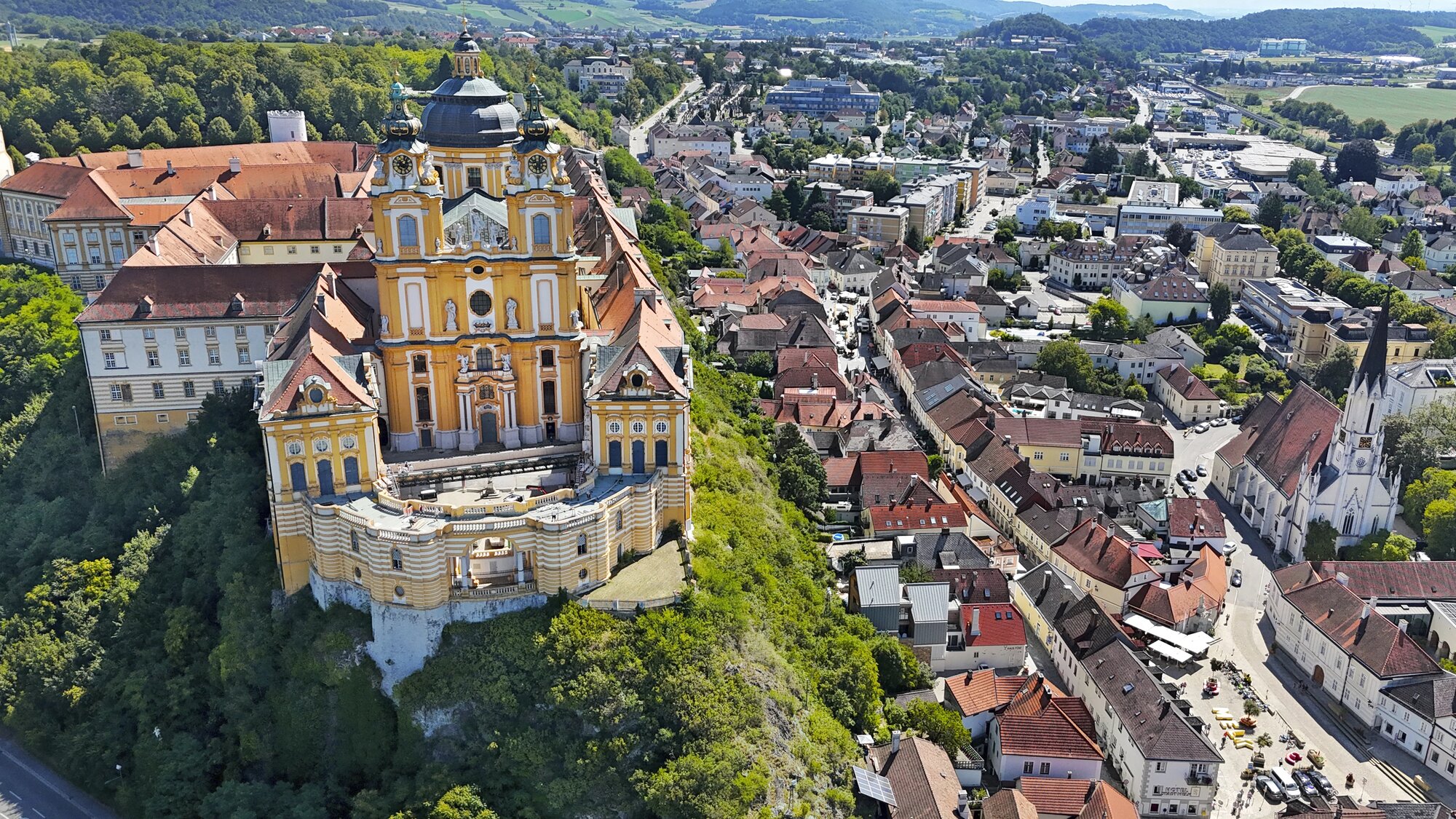 Aerial view of Melk Abbey