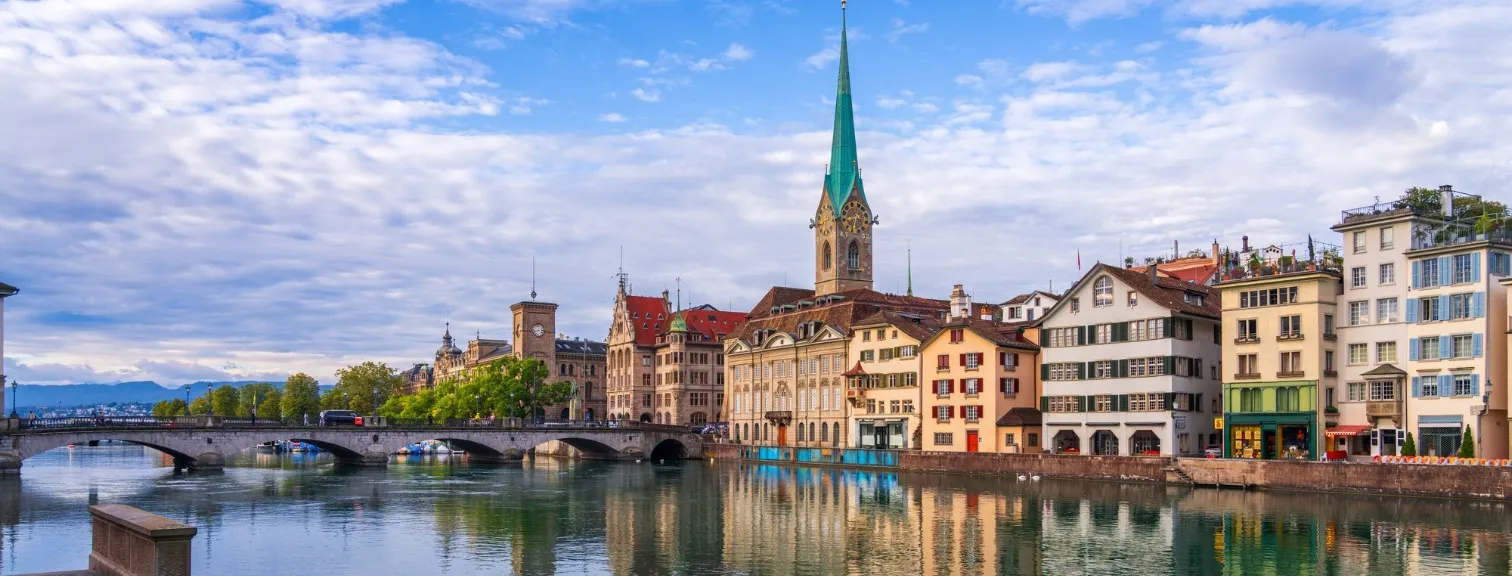 Zurich, Switzerland on the Limmat River in the early morning.