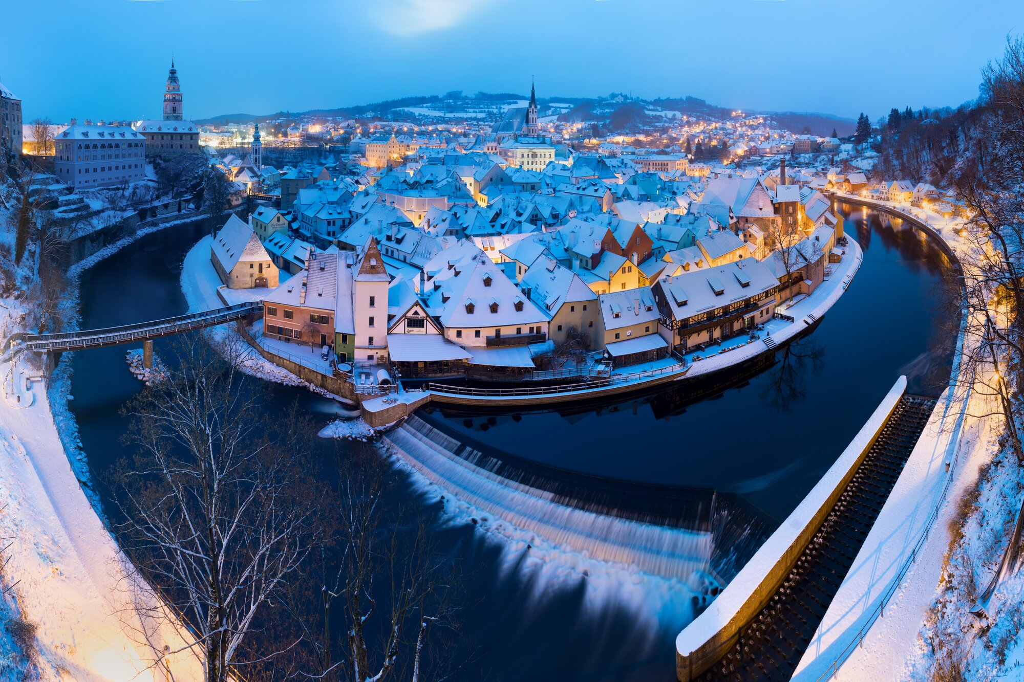 Panoramic view of Český Krumlov winter