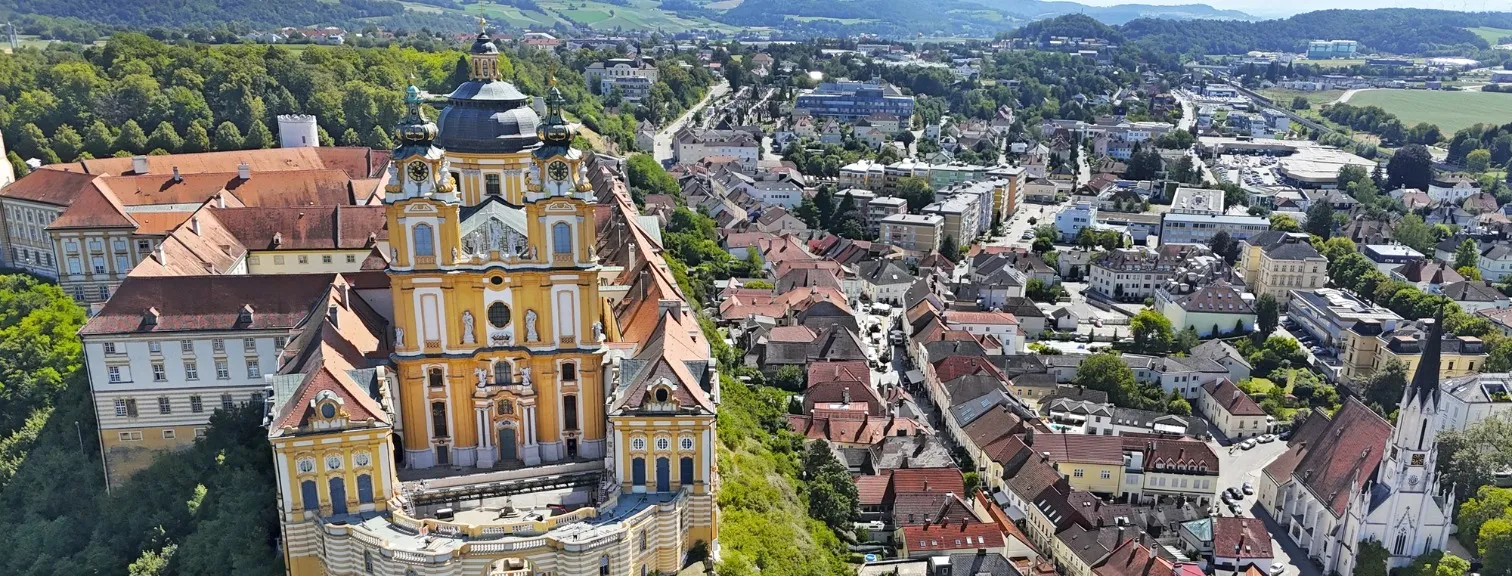 Aerial view of Melk Abbey