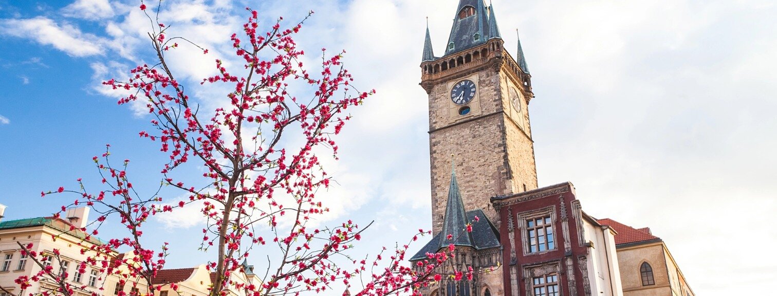 Easter market under clock tower