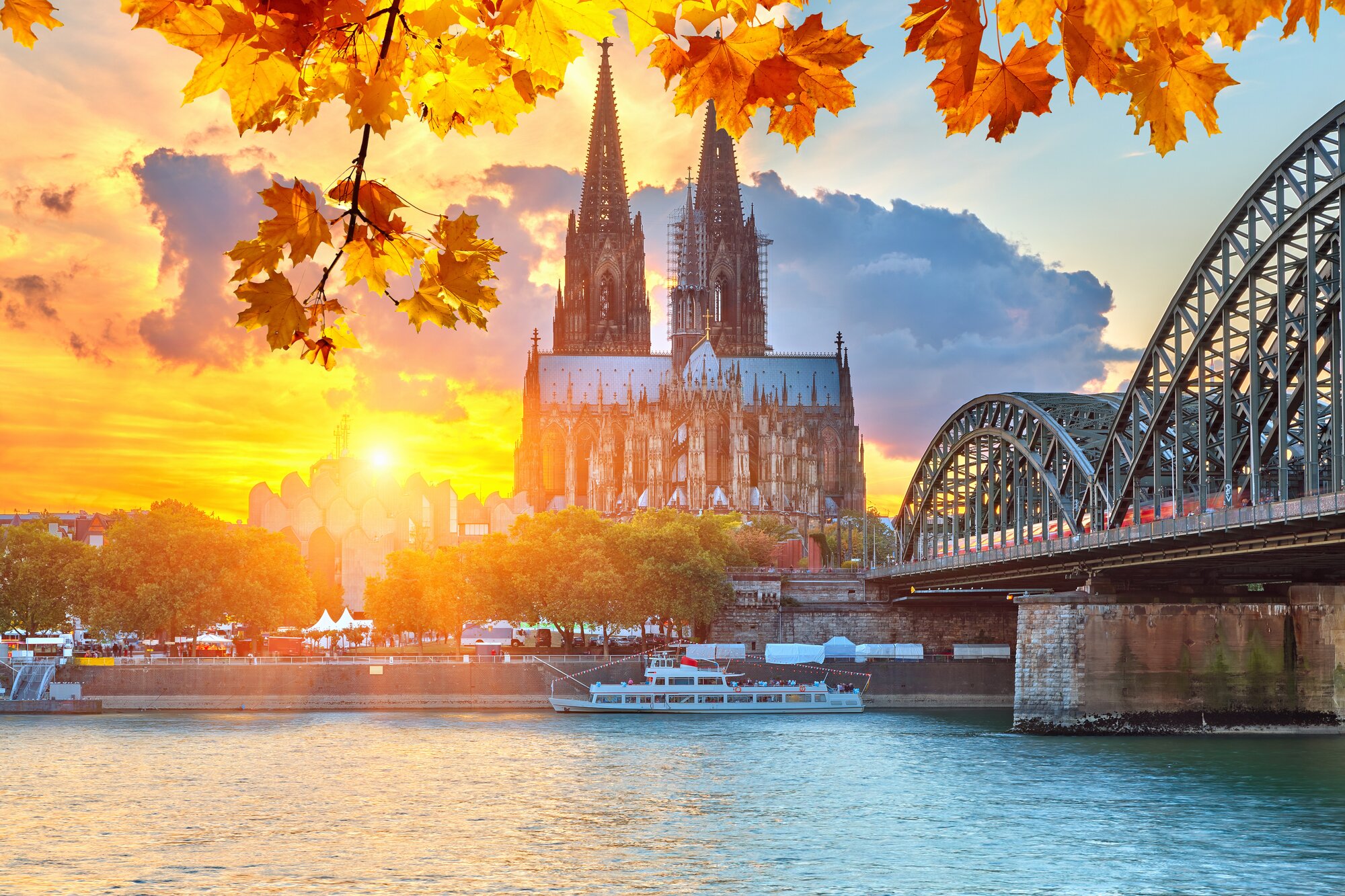 View on Cologne at sunset