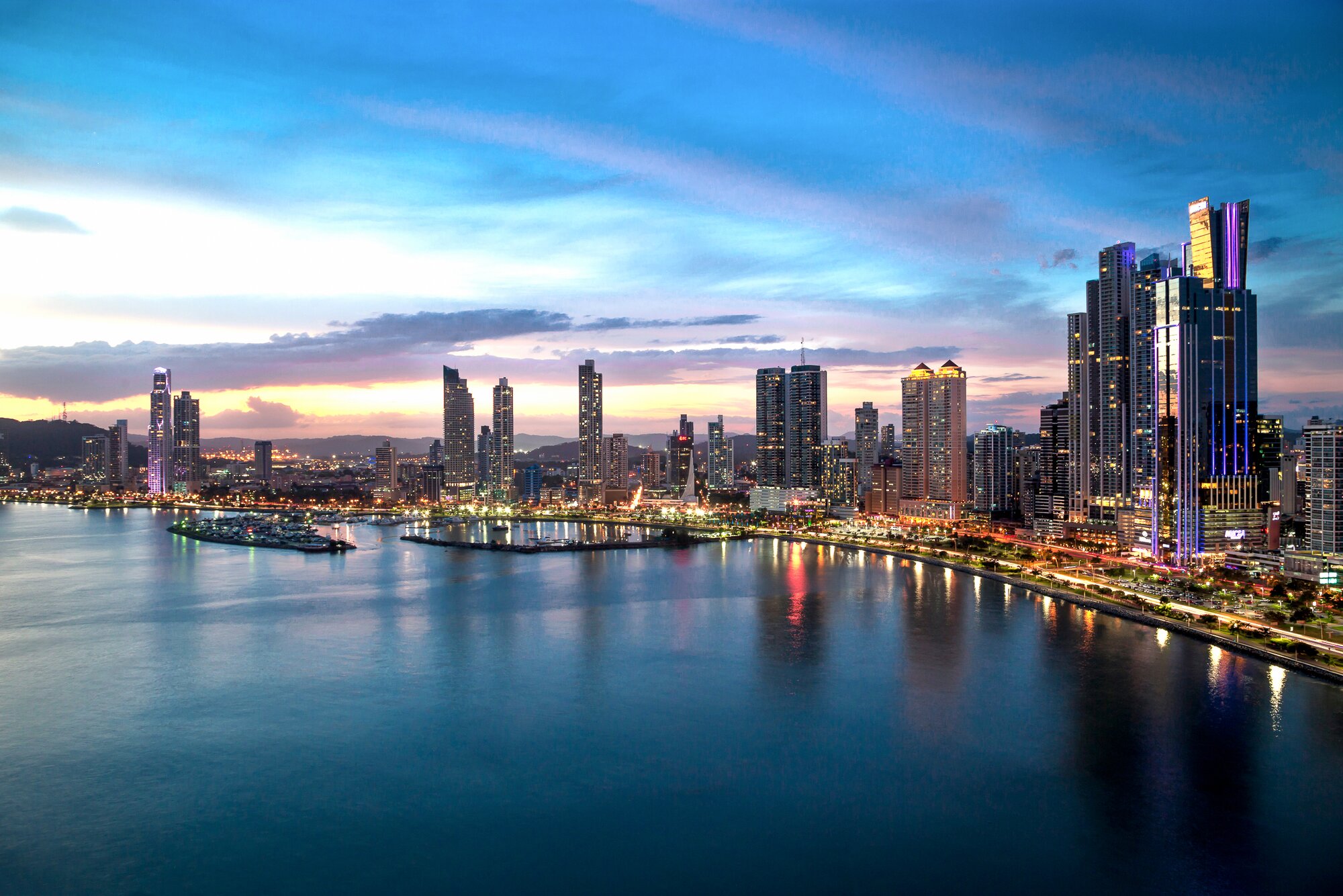 Evening view of the Panama city