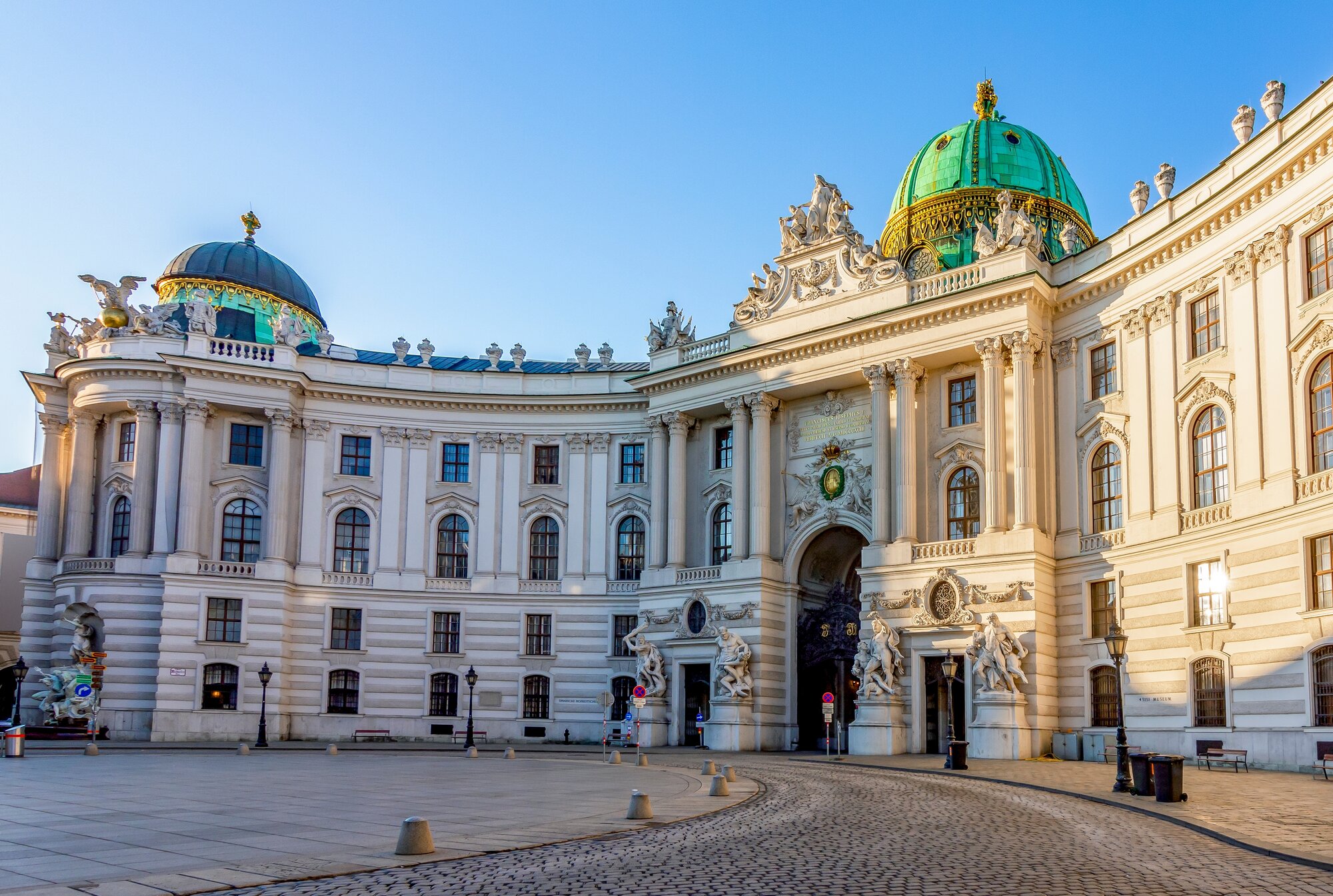 Hofburg palace on St. Michael square (Michaelerplatz) at sunrise, Vienna, Austria