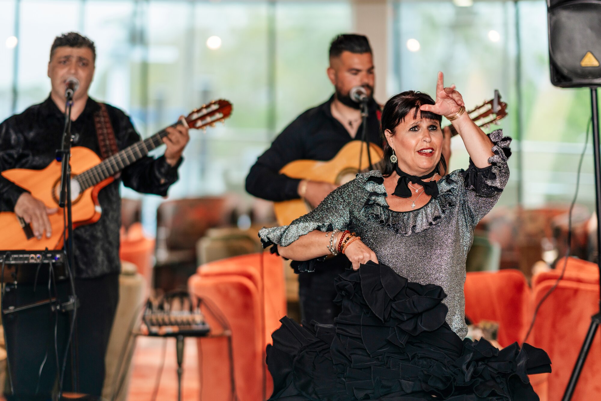 Musicians and dancers' Christmas performance on board