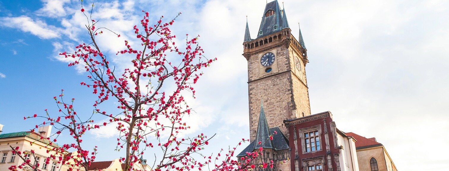 Easter market under clock tower