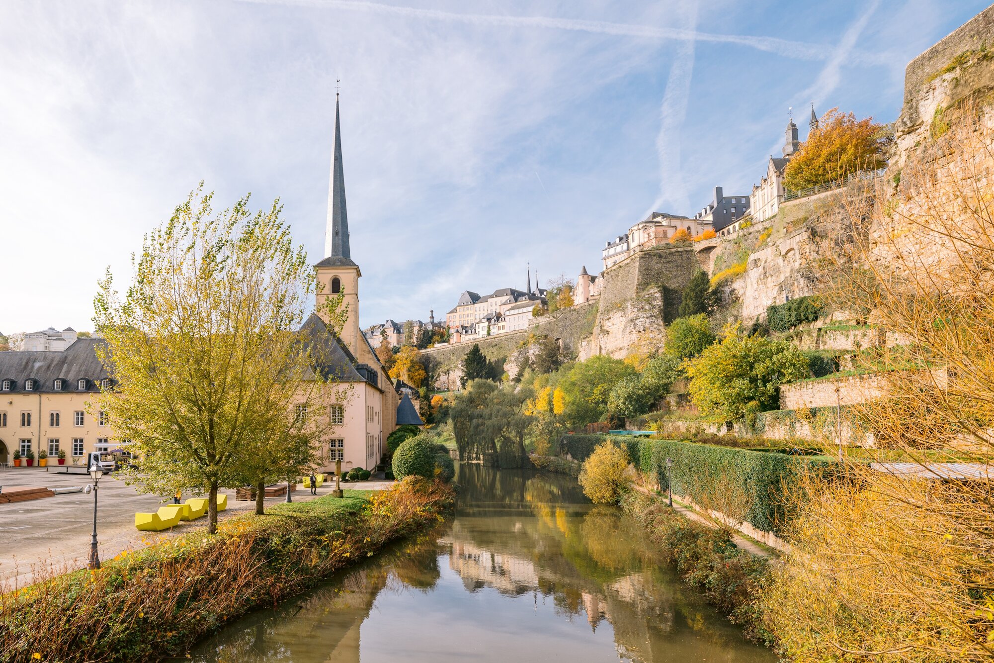 Autumn street city view in Luxembourg