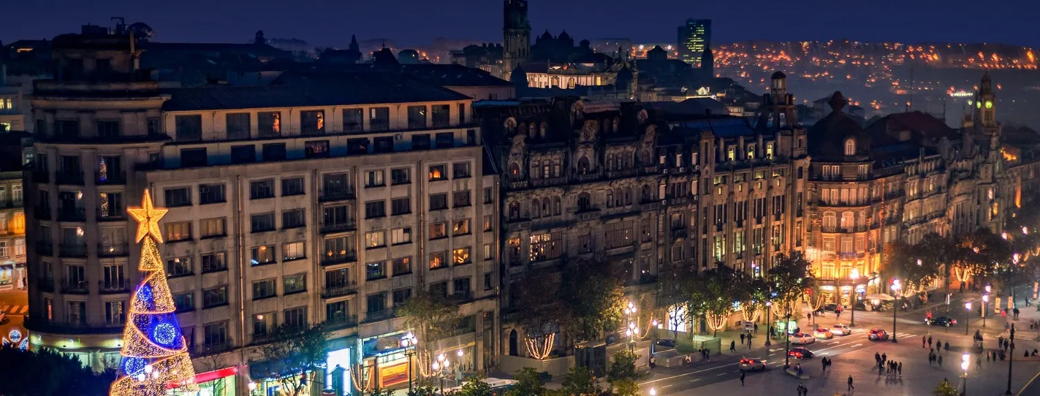 Porto with Christmas lights