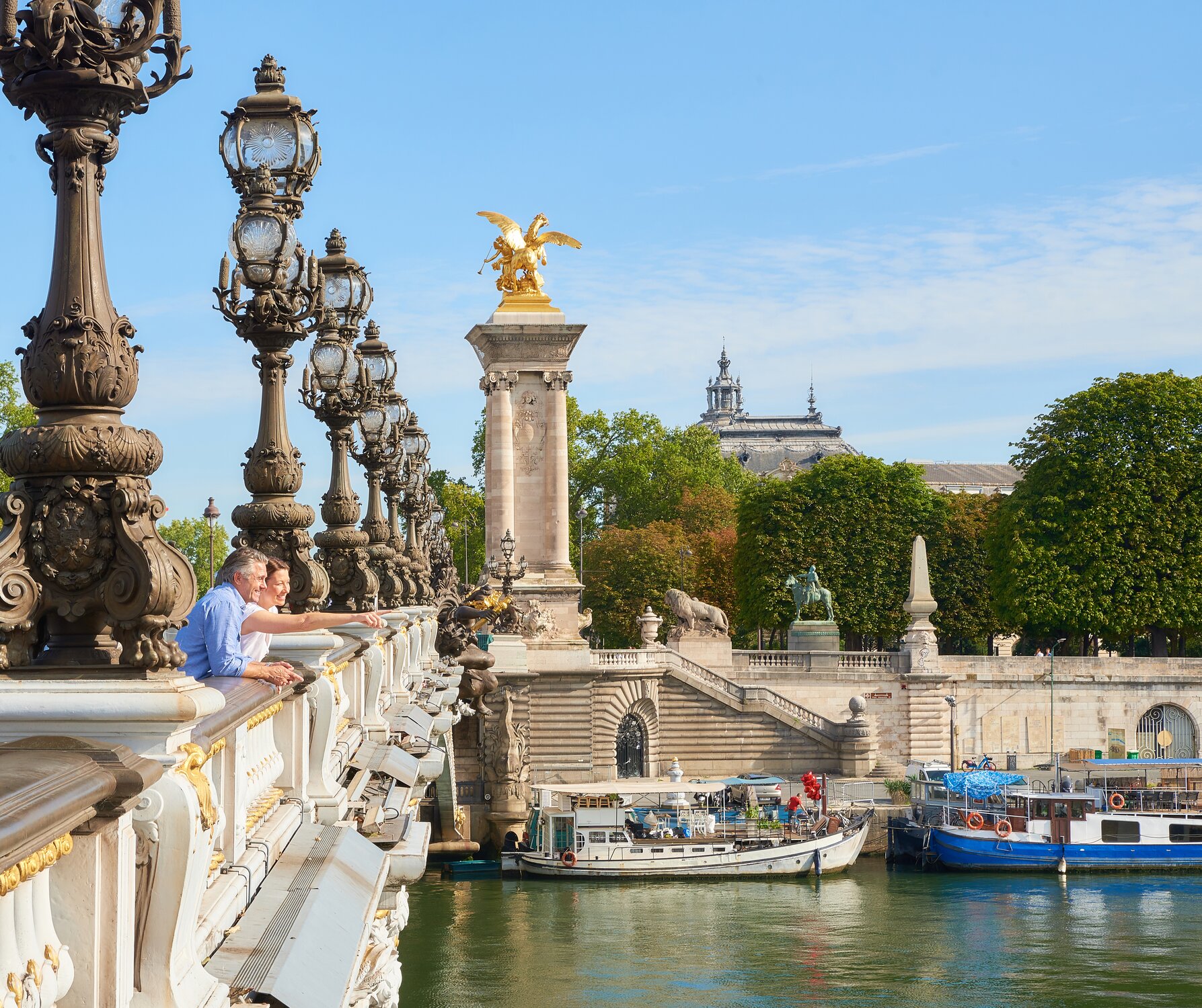 View of the Eiffel Tower while sailing the Seine