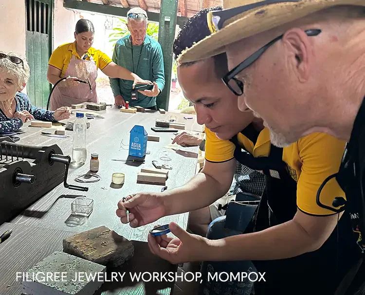 Guests learning from the Filigree workshop in Mompox, Colombia