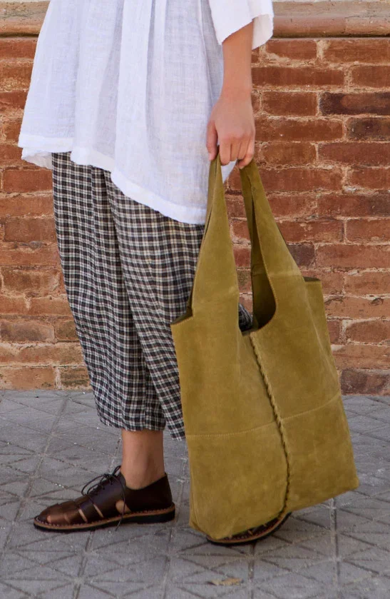 Lifestyle image of Pistachio Suede Bag