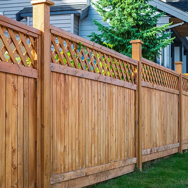 A recently built residential fence.
