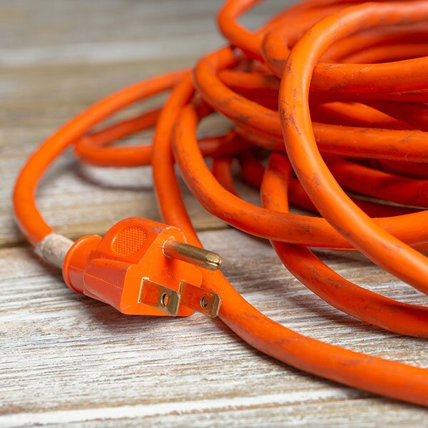 A orange extension cords.