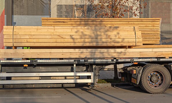 Lumber loaded on truck