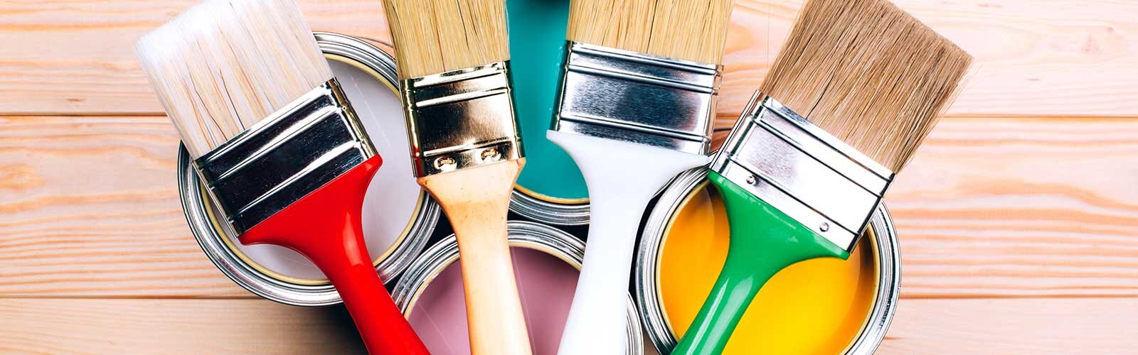 Paint cans and brushes.