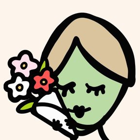 Nut character with flowers