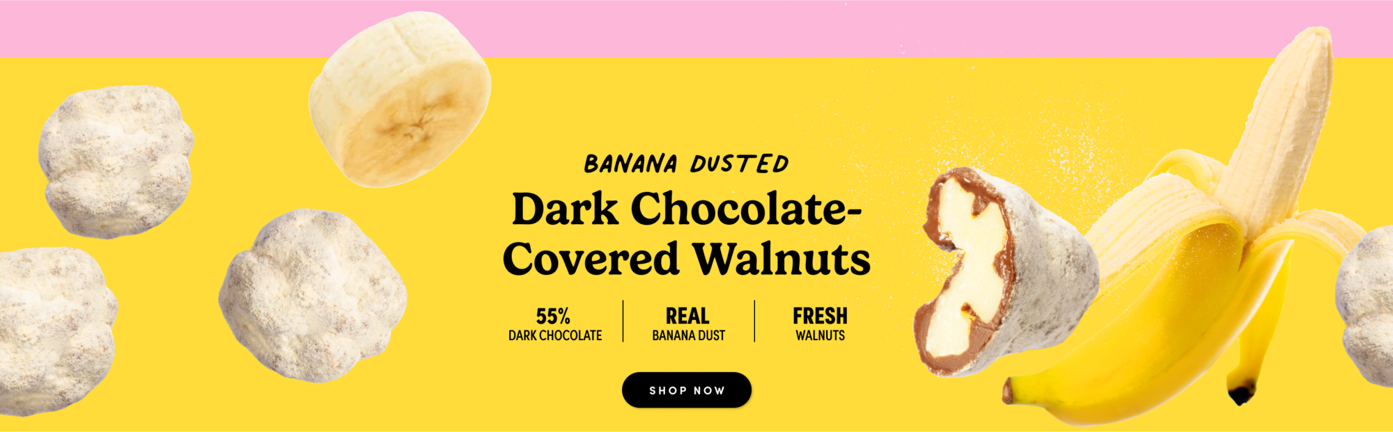 banana dusted dark chocolate covered hazelnuts
