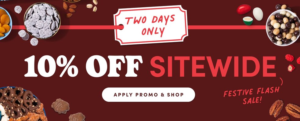 10% off Sitewide, Two days only, festive flash sale, apply promo & shop!