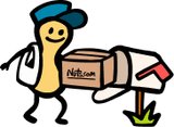 Nut character delivering package into mailbox