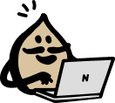 Nut character on laptop