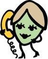 Female nut character on phone