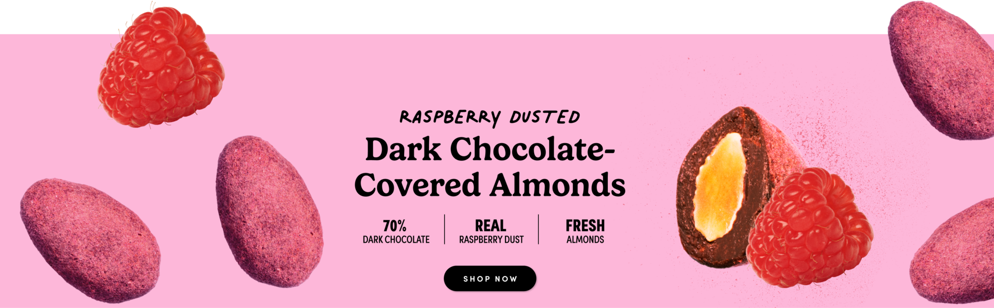 raspberry chocolate dusted almonds